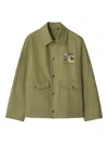 Burberry Cotton Jacket With Collar And Embroidered Detail In Green