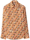 Burberry Women's Fox Pattern Shirt In 橘色