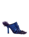 Burberry Satin Feather Square Toe Sandals In Fantasy