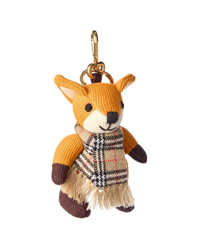 Burberry Fox Wool-trim Charm In Orange