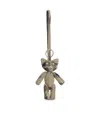 Burberry Teddy Bear Keyring In Textured Fabric With Unique Pattern In Beige