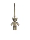 Burberry Teddy Bear Keyring In Textured Fabric With Unique Pattern In Beige