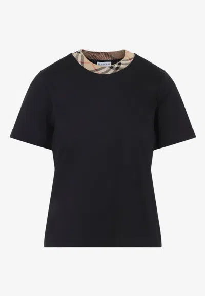 Burberry Frankie Check-collar T-shirt In Black