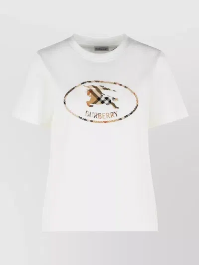 Burberry Frankie Cotton Crew Neck Short Sleeve T-shirt In White