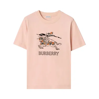 Pre-owned Burberry Frankie Ekd Check T-shirt 'bouquet' | Tan | Women's Size L In Brown