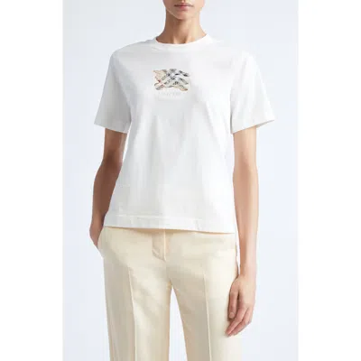Burberry Frankie Embroidered Ekd Cotton T-shirt In White