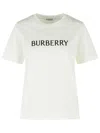 Burberry Ribbed Cotton Jersey T-shirt With Logo Print In Neutral