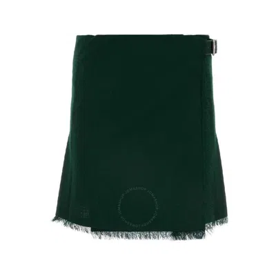 Burberry Pleated Fringed-edge Mini Skirt In Green