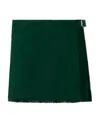Shop Burberry Frayed-edge Wool Pleated Skirt In Green