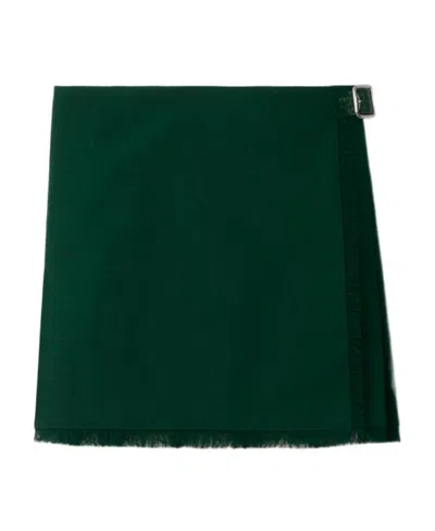 BURBERRY BURBERRY PLEATED FRAYED-EDGE MINI SKIRT