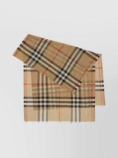 BURBERRY FRAYED EDGE WOOL SILK BLEND SCARF