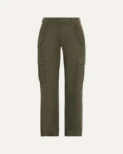 Burberry Freja Buckle-waist Straight-leg Cargo Pants In Black