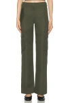 Burberry Khaki Check Trim Gabardine Cargo Pants In Green