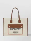 Burberry Frey Rectangular Cotton Shoulder Bag With Leather Trim