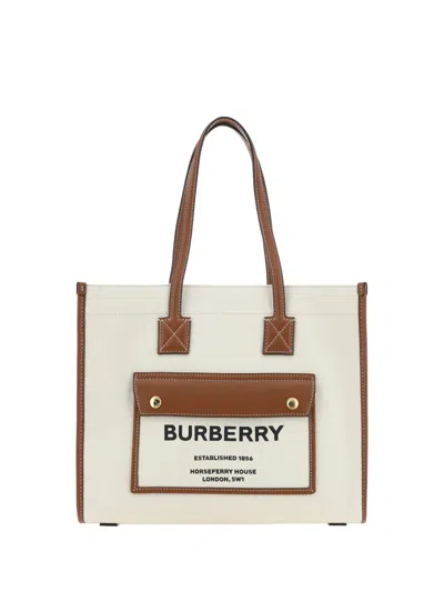 Burberry Frey Tote Bag In Beige