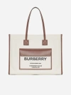 BURBERRY FREYA CANVAS AND LEATHER MEDIUM TOTE BAG