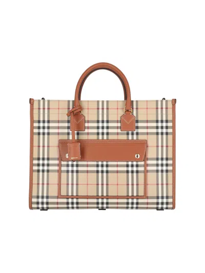 Burberry Check Pattern Shopper Tote Bag In Multi