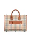 Burberry Medium Freya Check Coated Canvas Tote In Vntg Chk/briar Brown