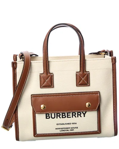 BURBERRY BURBERRY FREYA MINI CANVAS & LEATHER TOTE