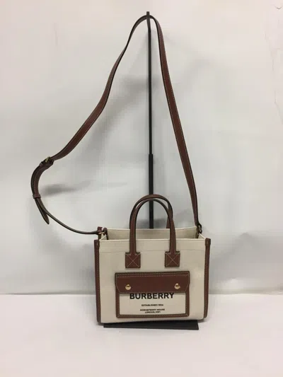 Burberry Freya Mini Canvas Tote Bag In Beige