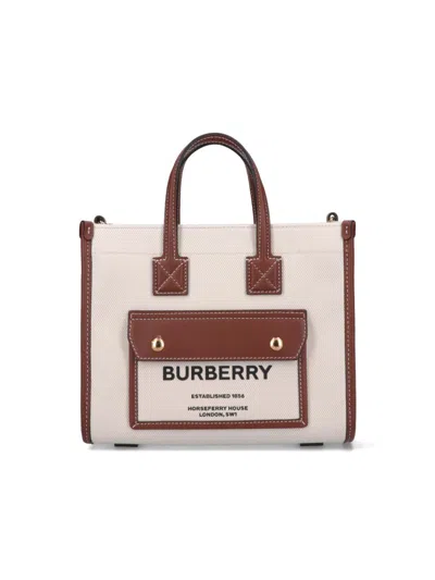 Burberry "freya" Mini Tote Bag – Beige