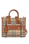 Burberry Freya Check Tote Bag In Beige