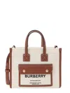 Burberry Mini Freya Tote Bag With Horseferry Print And Leather Accents In Beige
