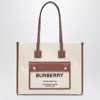 Burberry Women Two-tone Leather And Canvas Medium Freya Shopping In Multicoloured