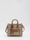 Burberry Mini Freya Tote In Check Coated Cotton Blend Bags In Brown