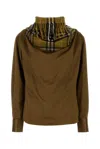 Burberry Checked Scarf Satin Top In Brown