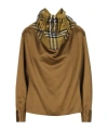 Burberry Checked Scarf Satin Top In Brown