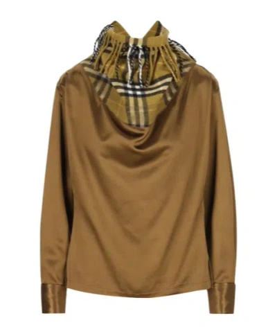 BURBERRY BURBERRY FRINGE DETAILED LONG-SLEEVED TOP