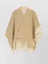Burberry Fringe Detailing Wool Blend Cape In Neutral