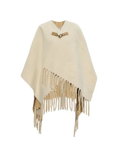 Burberry Fringe Poncho In Brown