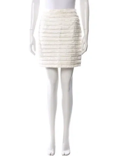 Pre-owned Burberry Fringe Trim Accent Mini Skirt W/ Tags In Brown