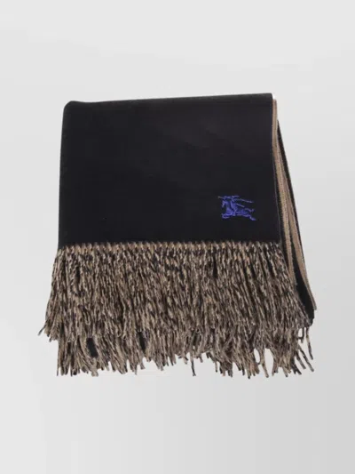 Burberry Fringe Two-tone Scarf Collection Home In Black