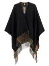 Burberry Fringed Cape Capes Black In Black