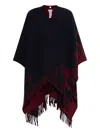 Burberry Fringed Cape In Blue