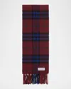 Burberry Checked Pattern Scarf Fringed Edges In Burgundy