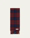 Burberry Fringed Check Cashmere Scarf In Burgundy