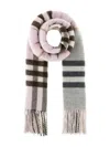 Burberry Fringed Check-pattern Scarf In Pink