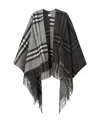 Burberry Split Check Fringe Trim Cashmere Cape