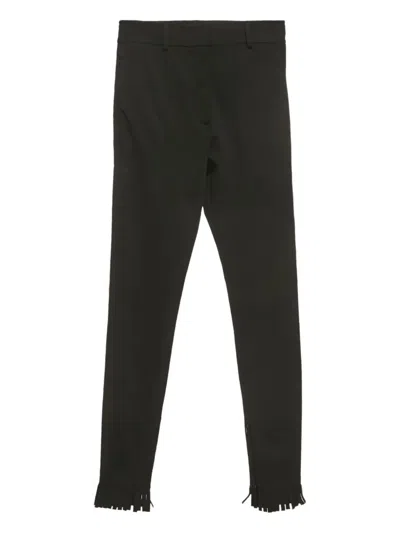 Pre-owned Burberry Fringed-hem Trousers In Black