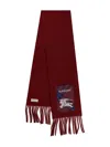 Burberry Fringed Logo-patch Scarf In Red