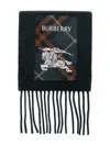 Burberry Fringed Logo Scarf In Green