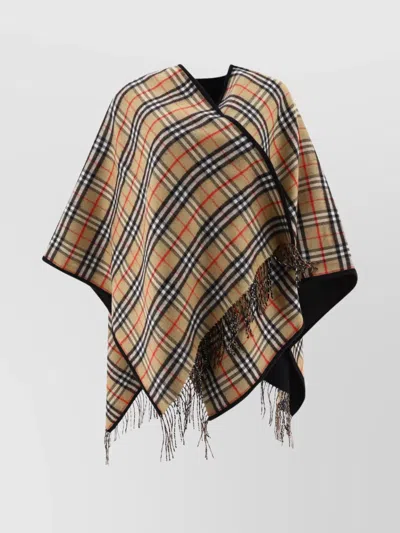 Burberry Fringed Mid-length Plaid Coat