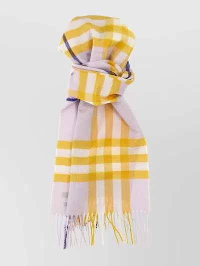 Burberry Fringed Plaid Scarf Soft Texture In Neutral