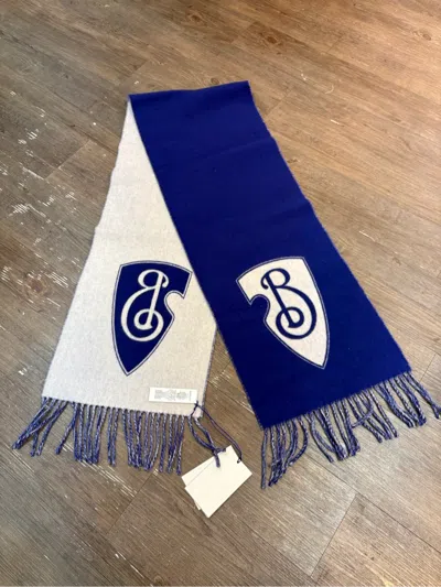 Burberry Fringed Scarf In Blue