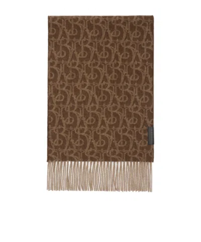 Burberry Fringed Scarf In Brown