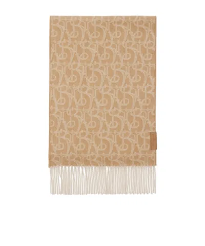 Burberry Fringed Scarf In Nude